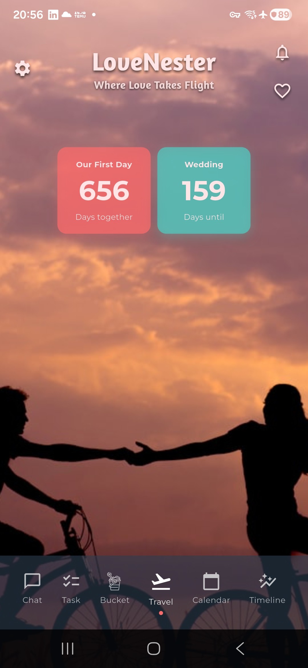 LoveNester Home Screen