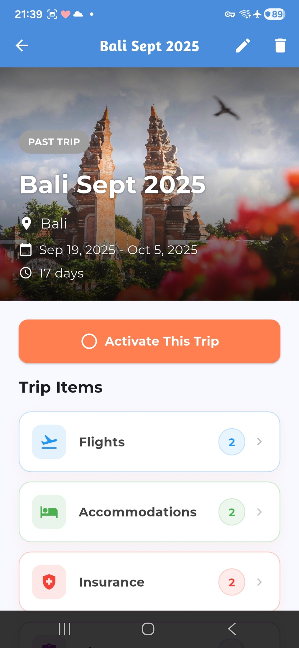 Travel Hub Itinerary